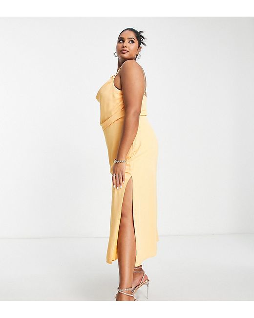 Pretty Lavish Curve Keisha ruched midaxi dress with thigh slit in matte
