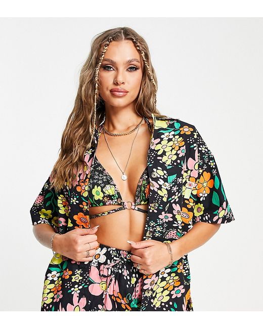 Damson Madder beach shirt in floral print part of a set-