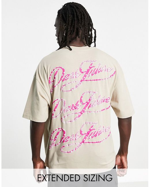 Asos Design Dark Future oversized T-shirt with multi back logo script print in