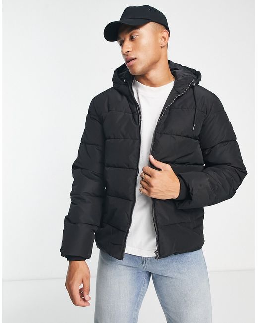 Only & Sons heavy weight hooded puffer jacket in