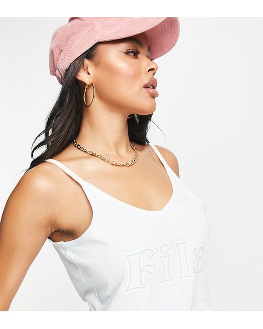 Fila crop top with retro print in washed light