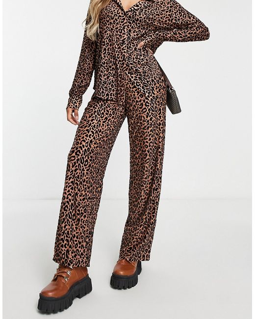 The Frolic leopard print burnout wide leg pants in part of a set