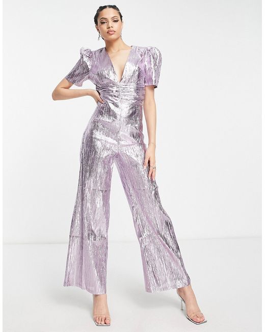 Collective The Label exclusive metallic jumpsuit in pewter-