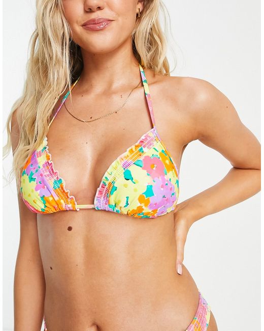 Accessorize floral triangle bikini top in