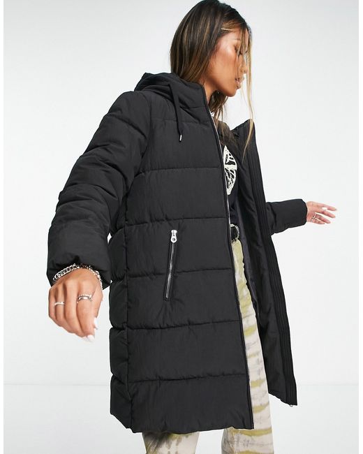 Only longline padded hooded coat in