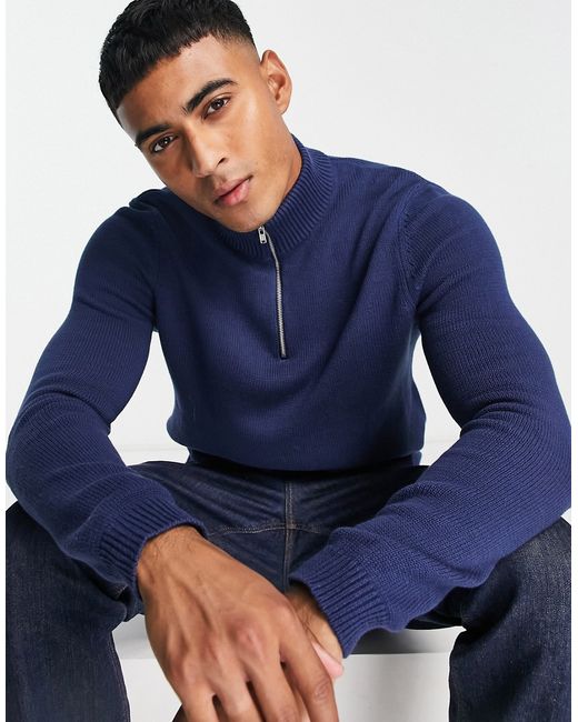 Asos Design midweight half zip cotton sweater in