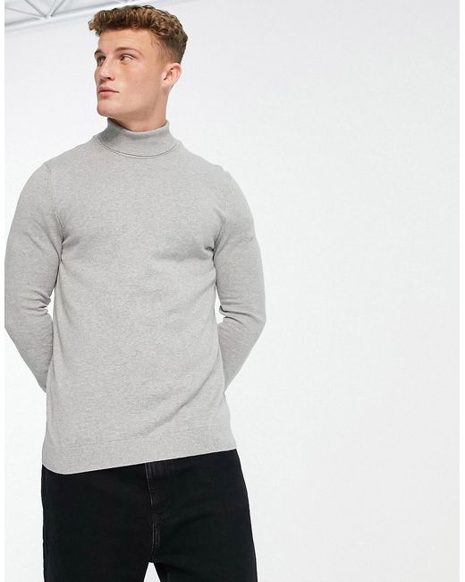 New Look slim fit knitted roll neck sweater in
