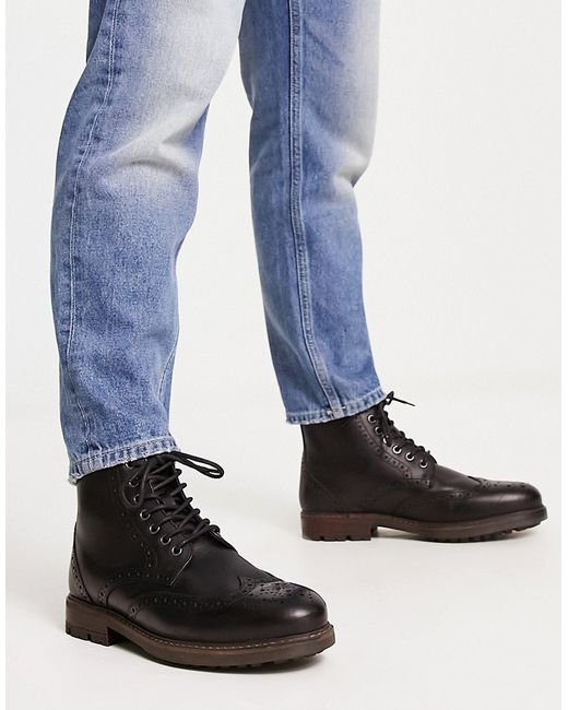 Red Tape lace up brogue boots in leather
