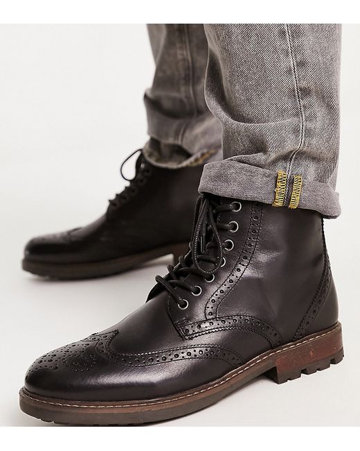Red Tape wide fit lace up brogue boots in leather