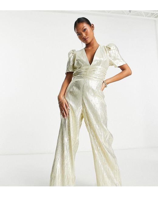 Collective The Label Petite exclusive metallic jumpsuit in champagne-