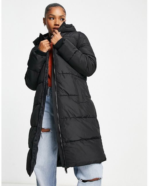 Pieces hooded longline padded coat in
