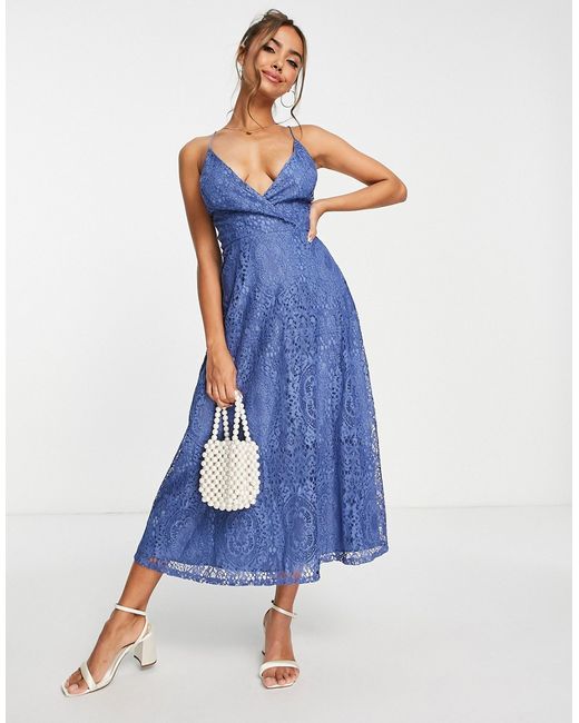 Asos Design lace prom midi dress with up back in