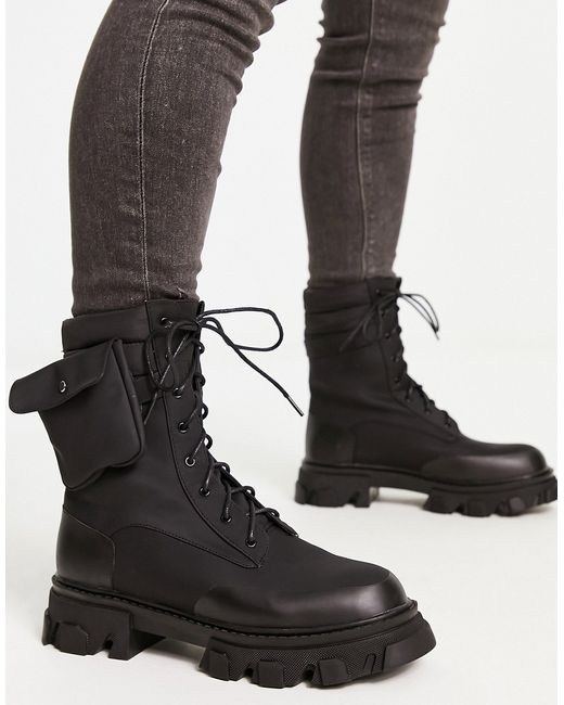 Public Desire gable lace up boots with removable pocket in