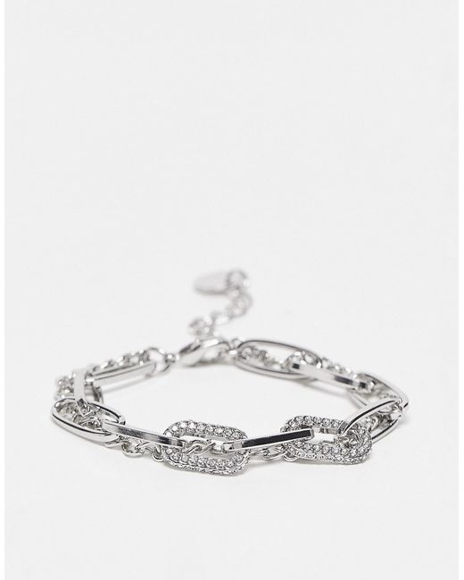 Faded Future double layered bracelet with rhinestone links in