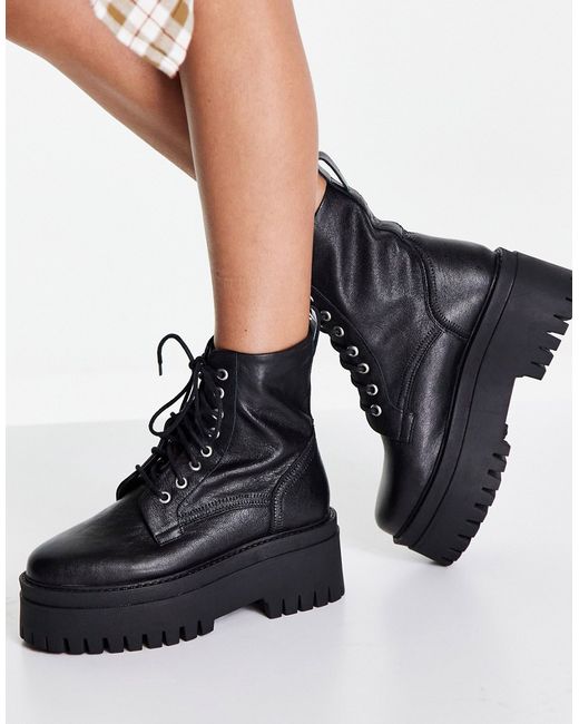 Asra Cedar flatform lace up boots in leather
