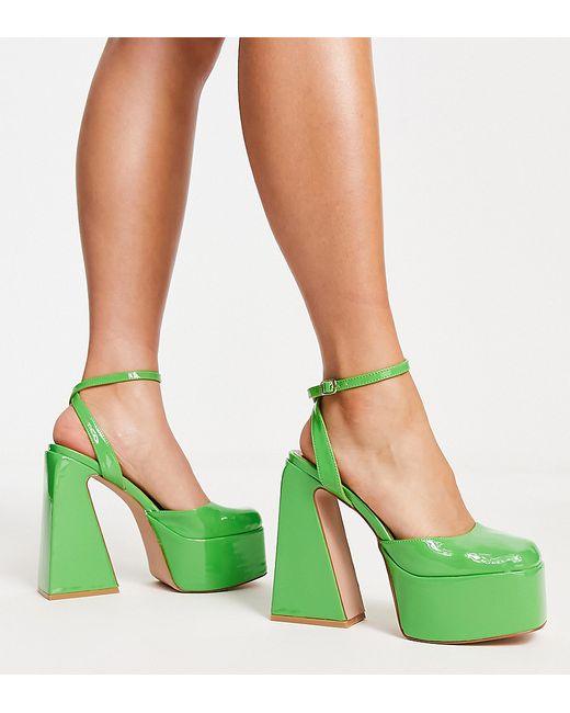 Simmi Wide Fit Simmi London Wide Fit Adley platform heeled shoes in patent