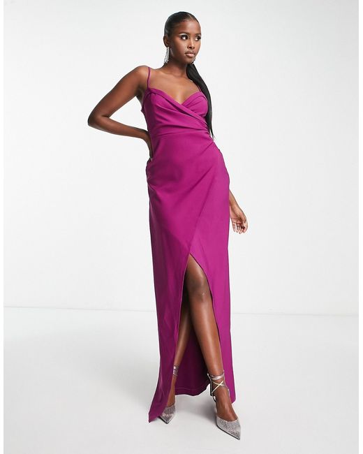 Trendyol wrap cami maxi dress in plum-