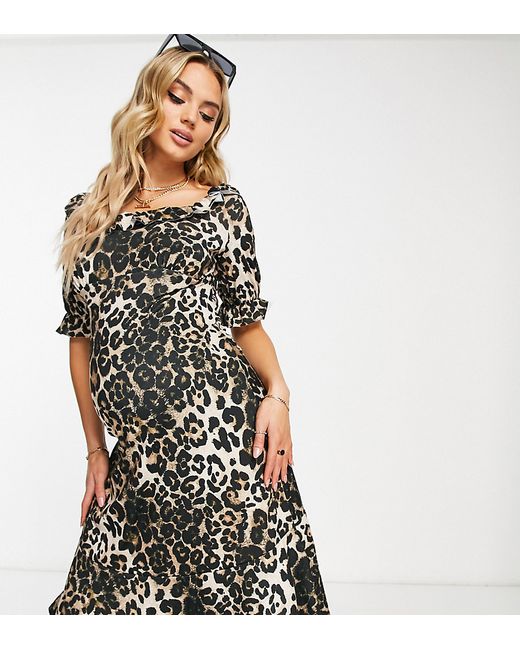 River Island Maternity leopard print smock midi dress in
