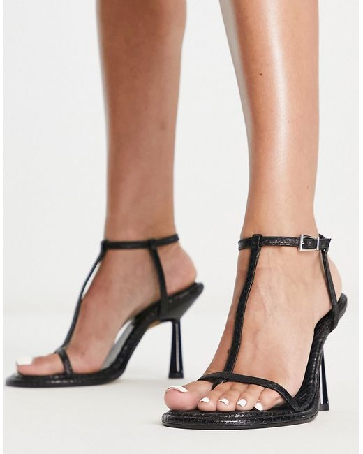 TopShop Sade premium leather round toe heeled sandals in
