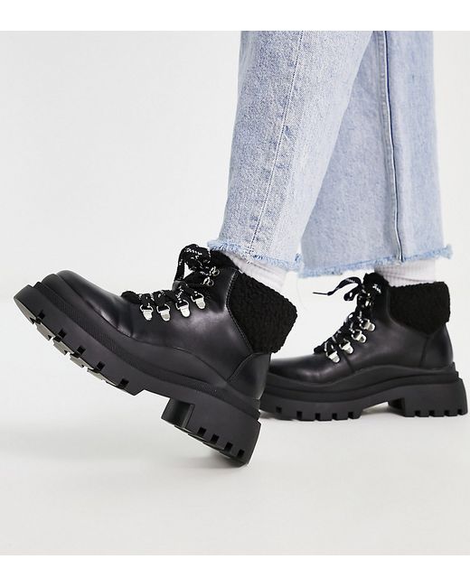 Truffle Collection Wide Fit chunky hiker boots in