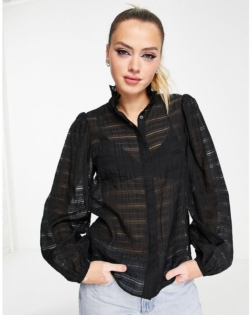 Other Stories frill collar semi sheer blouse in
