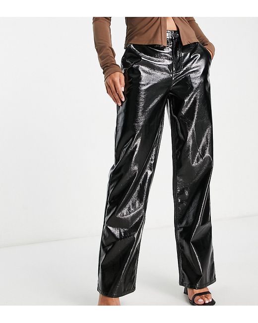 ASOS Petite DESIGN Petite high shine crackle vinyl straight leg pants in