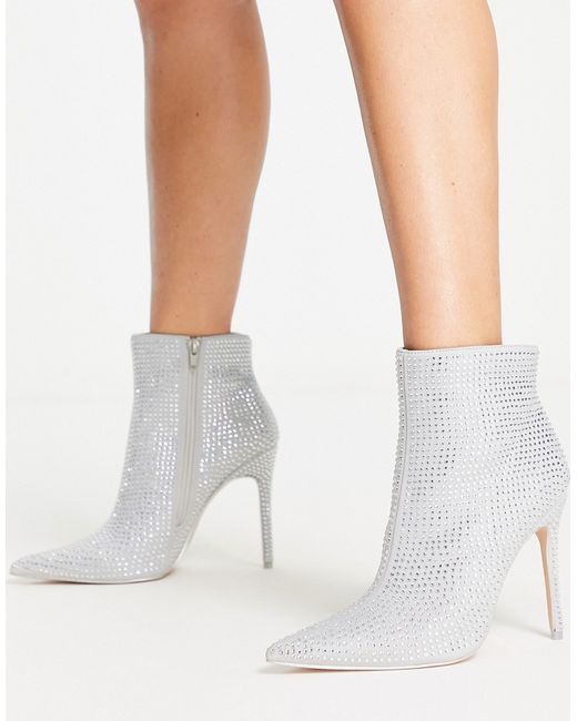 Public Desire Verona ruched rhinestone heeled ankle boots in