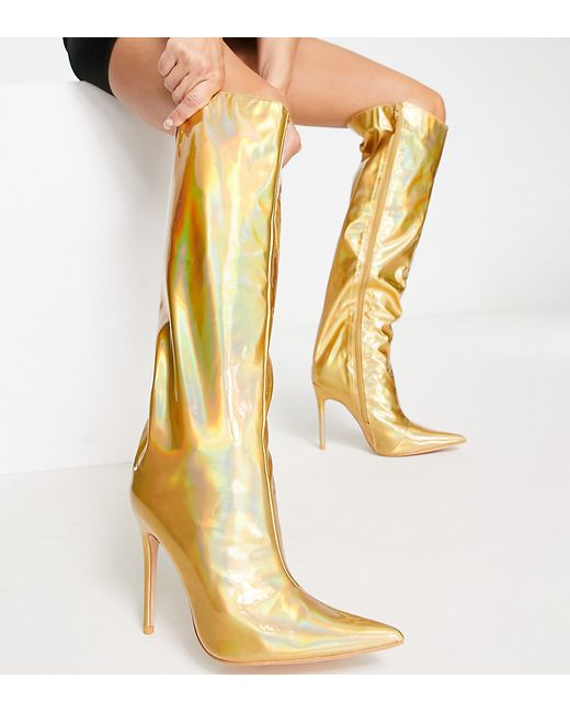 Public Desire Wide Fit Independent metallic knee boots in
