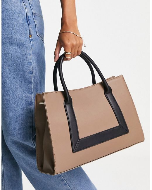Truffle Collection structured oversized tote bag in dark tan-