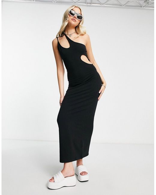 Weekday one shoulder cut out midi dress in