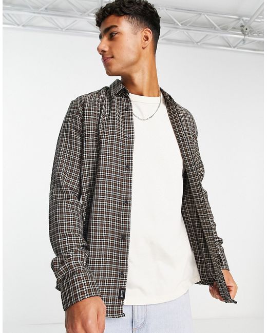 Only & Sons shirt in brown and houndstooth check