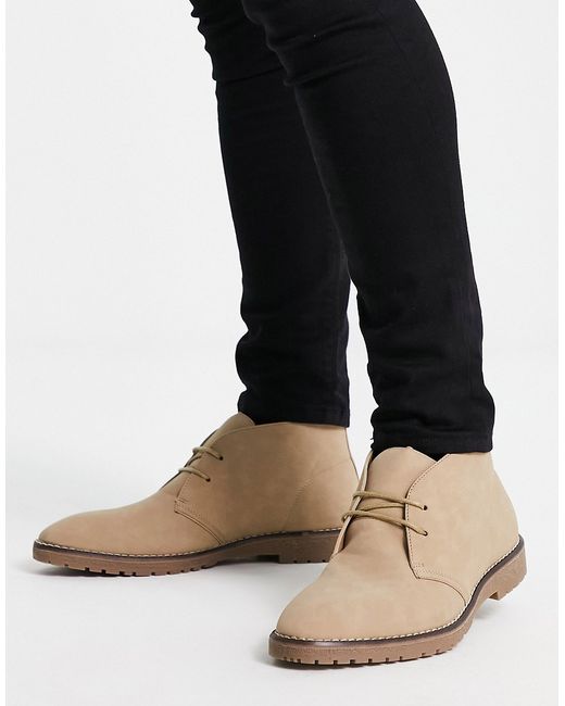 River Island desert boots in stone-