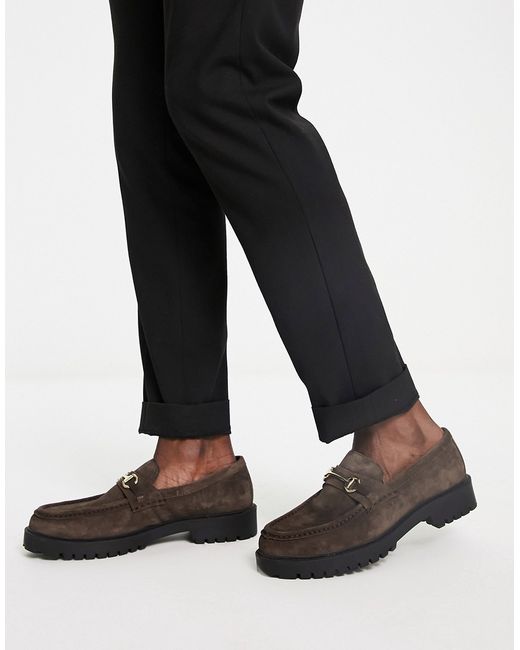 Walk London sean chunky snaffle loafers in suede