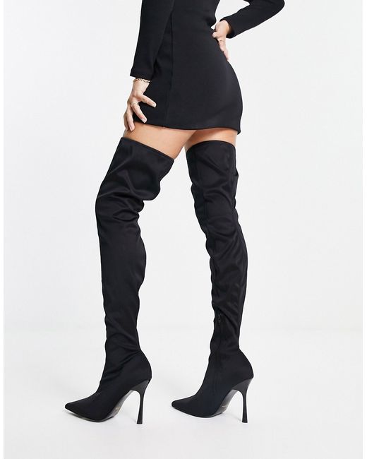 River Island point toe high leg boot in