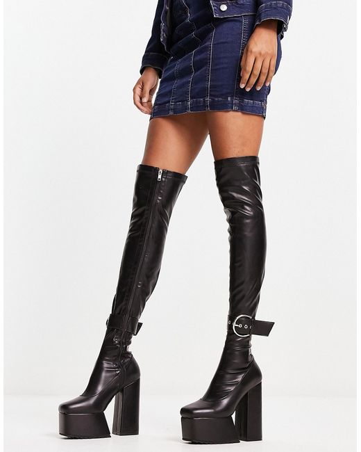 Lamoda over the knee platform boots with buckle in