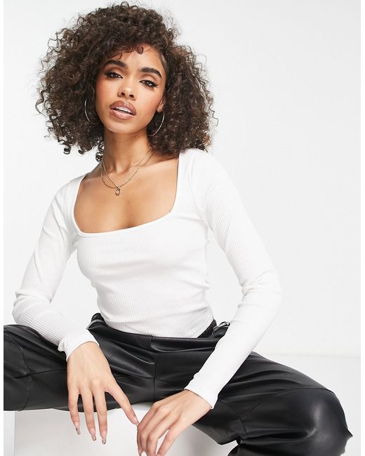 Asos Design square neck long sleeve top in