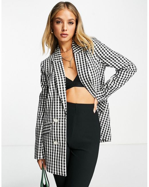 River Island gingham check blazer in part of a set