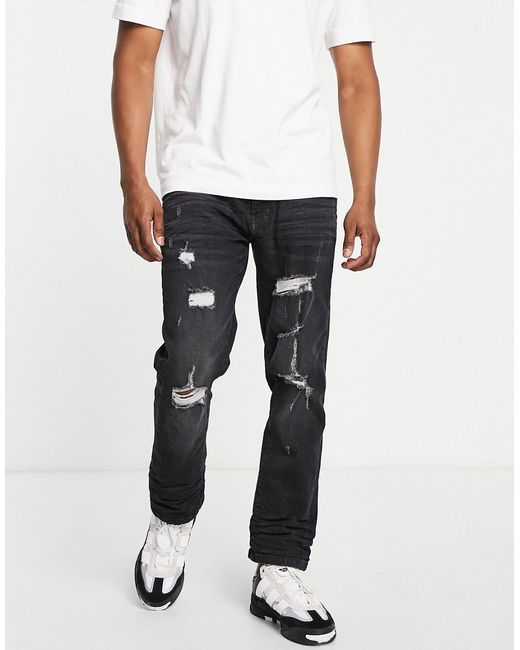 Don't Think Twice DTT slim fit extreme rip jeans in washed