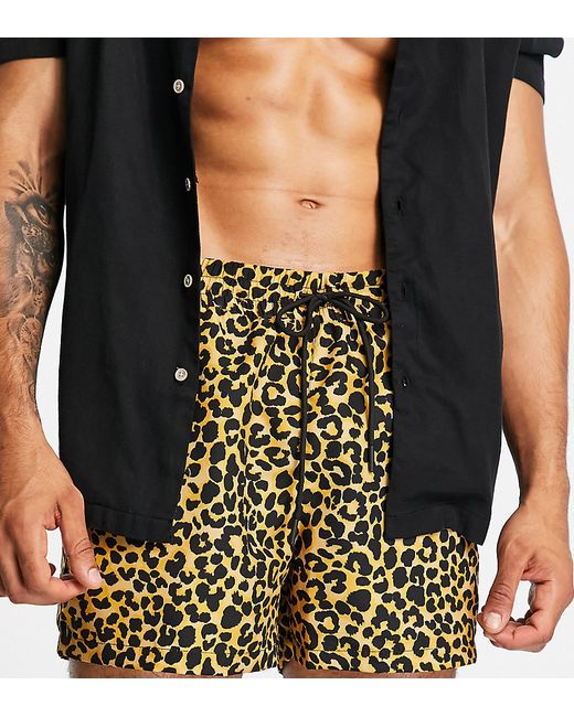 Reclaimed Vintage Inspired leopard print swim shorts