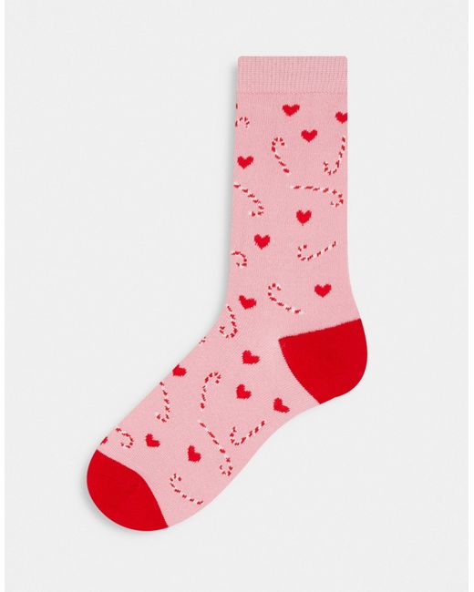 Loungeable Christmas candy cane socks in and red