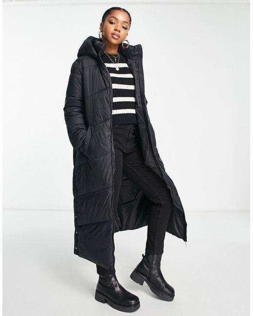 Vero Moda padded maxi coat with hood in