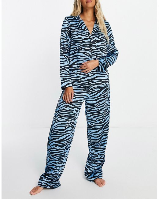 River Island zebra satin pajama pants in