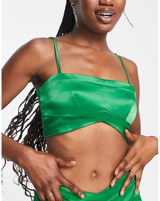 The Frolic crop satin cami bustier in jade part of a set