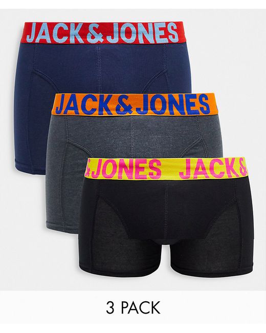 Jack & Jones 3 pack trunks with contrast waist band-