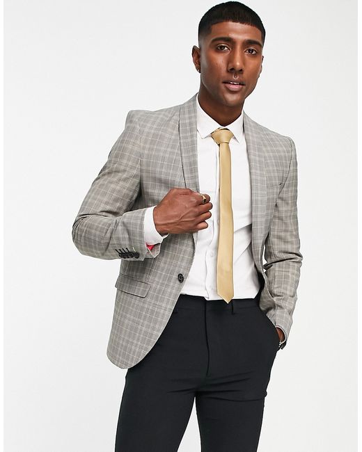 Twisted Tailor melcher skinny fit suit jacket in tonal plaid