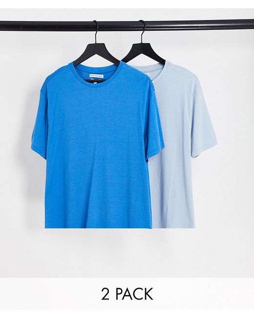 Another Influence 2 pack boxy fit t-shirts in blue gray-