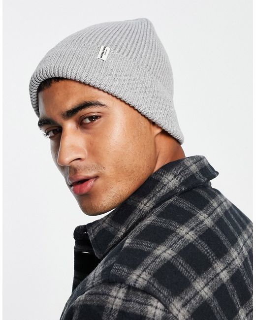 Jack & Jones ribbed beanie with label in