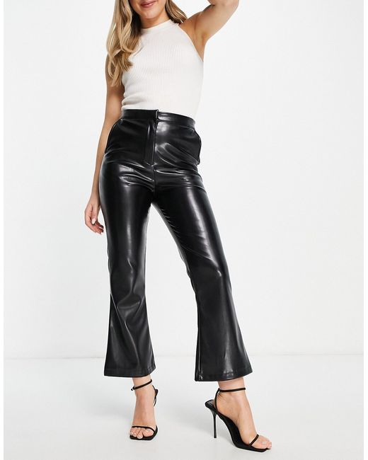 Asos Design leather look kickflare pants in