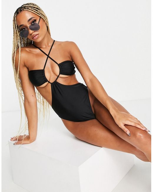 Public Desire cut-out ruched swimsuit in