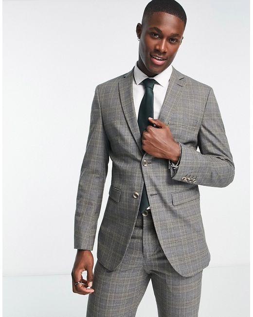 Selected Homme Slim Fit Suit Jacket In Check